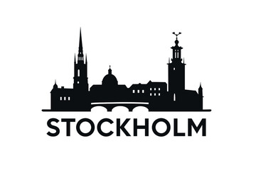 Naklejka premium Stockholm city skyline with iconic buildings and landmarks