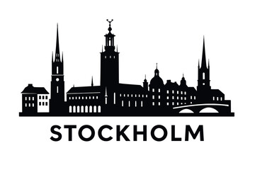 Stockholm city skyline with iconic buildings and landmarks