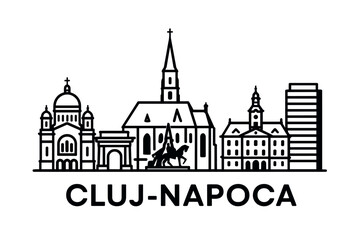 Obraz premium Cluj‑Napoca city skyline with iconic buildings and landmarks