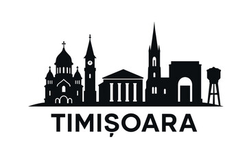 Obraz premium Timișoara city skyline with iconic buildings and landmarks