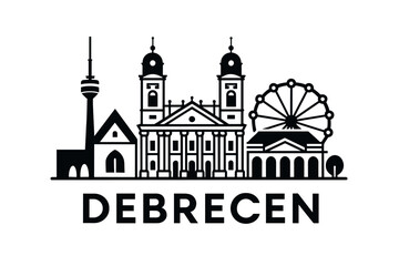 Obraz premium Debrecen city skyline with iconic buildings and landmarks