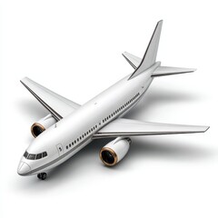 Aviation model of a jet airplane, side view, isolated on white background.