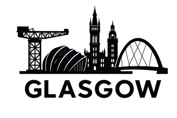 Glasgow city skyline with iconic buildings and landmarks
