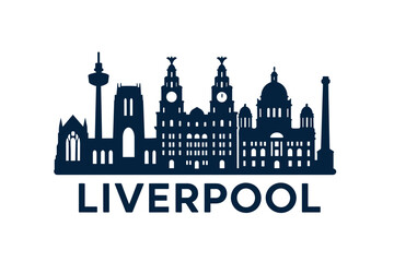 Fototapeta premium Liverpool city skyline with iconic buildings and landmarks