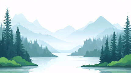 mountain lake and mountains