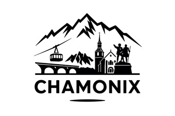 City skyline with iconic buildings and landmarks, Chamonix