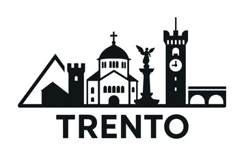 Obraz premium City skyline with iconic buildings and landmarks, Trento