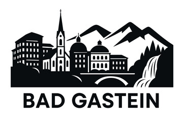 Fototapeta premium City skyline with iconic buildings and landmarks, Bad Gastein