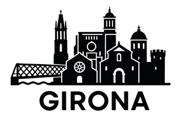 Obraz premium City skyline with iconic buildings and landmarks, Girona