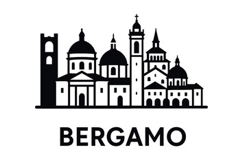 City skyline with iconic buildings and landmarks, Bergamo