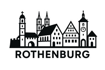 City skyline with iconic buildings and landmarks, Rothenburg ob der Tauber