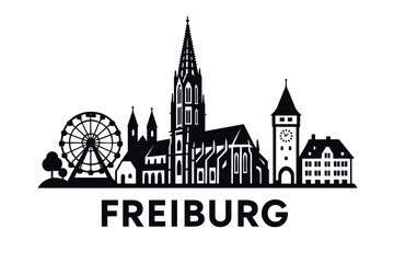 Fototapeta premium City skyline with iconic buildings and landmarks, Freiburg im Breisgau
