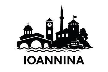 City skyline with iconic buildings and landmarks, Ioannina