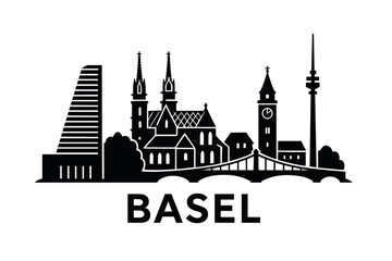 Obraz premium City skyline with iconic buildings and landmarks, Basel