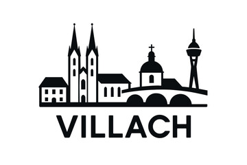 Obraz premium City skyline with iconic buildings and landmarks, Villach