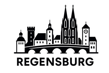 Obraz premium City skyline with iconic buildings and landmarks, Regensburg