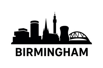 Naklejka premium City skyline with iconic buildings and landmarks, Birmingham
