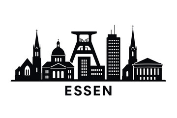 City skyline with iconic buildings and landmarks, Essen