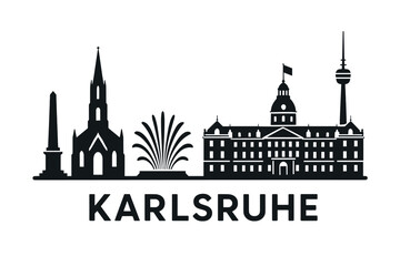 City skyline with iconic buildings and landmarks, Karlsruhe