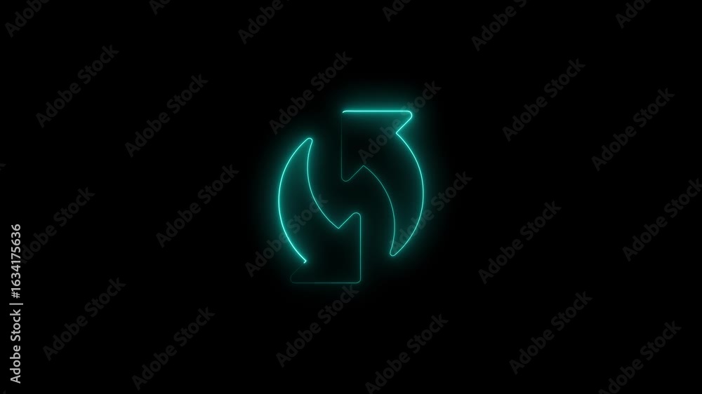Poster cyan neon circular arrows loop animation abstract background technology concept