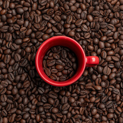 Fototapeta premium coffee beans and cup