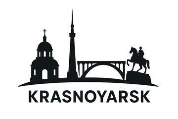 Obraz premium City skyline with iconic buildings and landmarks, Krasnoyarsk