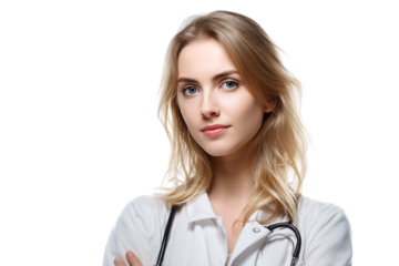 Portrait of a Blond Doctor on transparent background