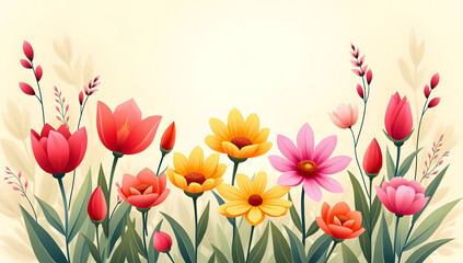 Colorful Spring Flower Bouquet on Soft Background