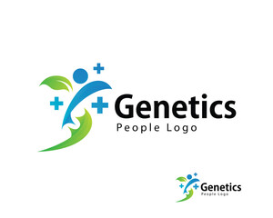 genetics logo creative design concept people leave nature community team family medical