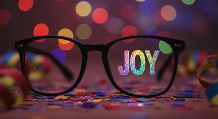 Joyful Glasses Confetti Bokeh Party Festive Happiness Positive Outlook Celebration