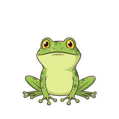 Obraz premium Cute Green Frog Cartoon Illustration