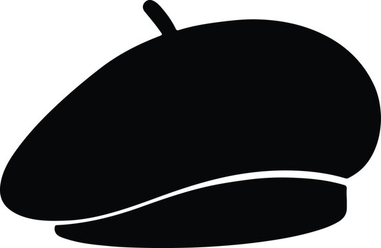 Silhouette beret stylish headwear fashion artist painter vector illustrator