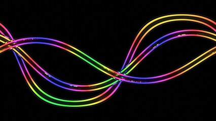 a rainbow colored light up with a black background