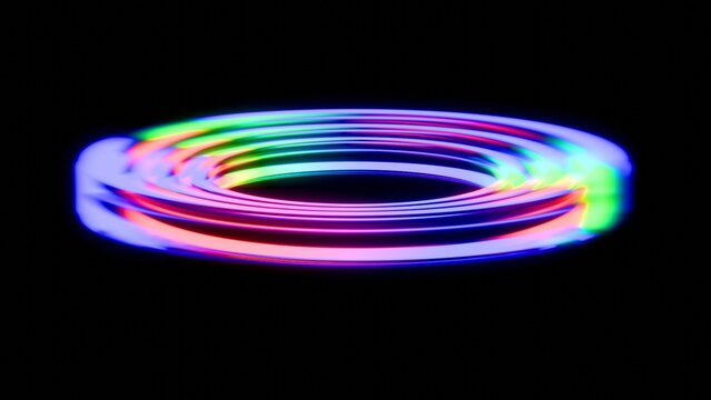 a neon glow ring on a black background