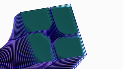a stack of green cubes on a white background