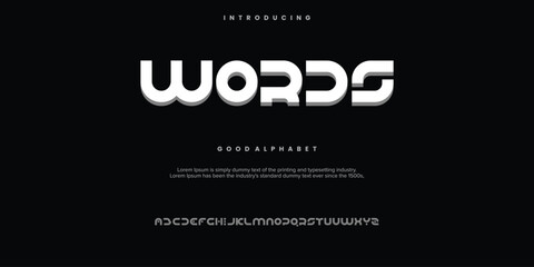WORDS Abstract minimal modern alphabet fonts. Typography technology vector illustration