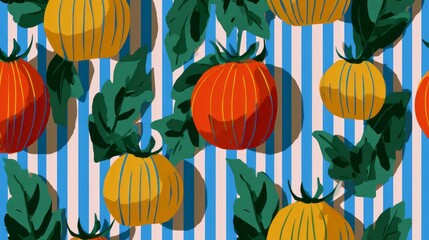 Trendy Modern tomato pattern, vintage illustration