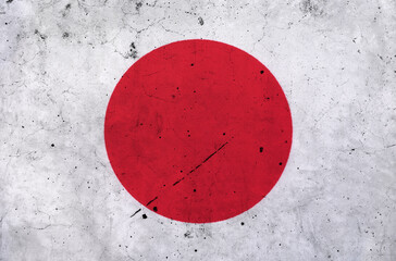 Background Wallpaper of Japanese flag grunge with real rough fabric details.