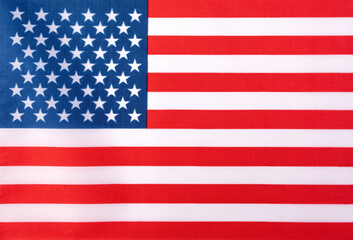 Background Wallpaper of American flag USA with real rough fabric details.