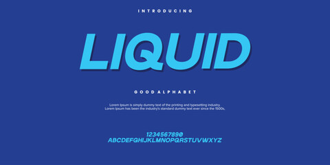 LIQUID Modern minimal abstract alphabet fonts. Typography technology, electronic, movie, digital, music, future, logo creative font. vector illustration