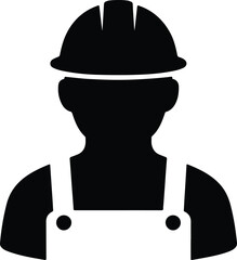 Silhouette construction worker engineer hard hat and overalls vector illustrator