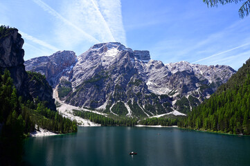 Majestic Lake Braies With SnowCapped