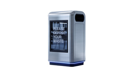 Fototapeta premium Modern brushed metal trash bin with digital display
