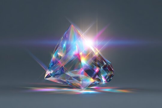 Prism light flare. Rainbow diamond glass effect. Crystal gem burst lens shine abstract vector overlay. 3d iridescent sparkle with refraction texture set. Bright optical glow on. - Powered by Adobe