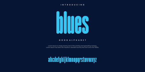 Blues Abstract minimal modern alphabet fonts. Typography technology vector illustration