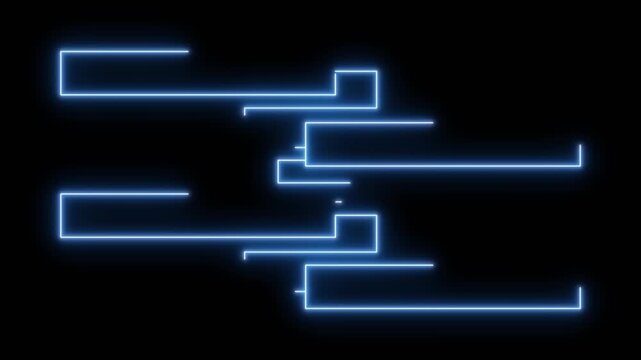 Glowing, blue, neon four frames HUD line annotation animation. 4K video
