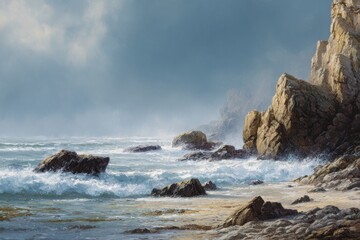 Obraz premium rocky coast of the sea.