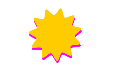 Comic-style starburst explosion shape with bright yellow fill and pink shadow for pop art and sales graphics