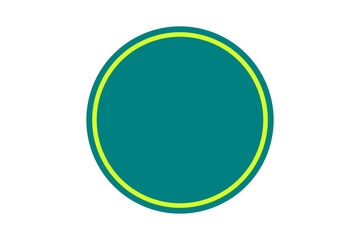 Teal circular badge with bright green inner border for icons, labels, and decorative overlays