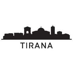 Fototapeta premium Tirana skyline silhouette. Black Tirana city. Vector black silhouette. with white background.